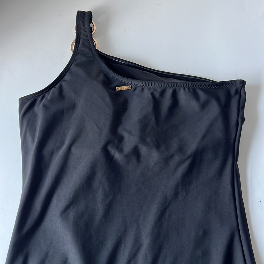 Nine West Women Swimsuit Black One Piece One Shoulder New Large - Picture 8 of 14